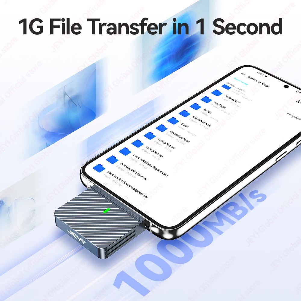 JEYI Portable External SSD 256GB/512GB/1TB - 10Gbps Type-C All-Metal Case with Magnetic Cover 4K Video Ready for Switch/Phone/PC