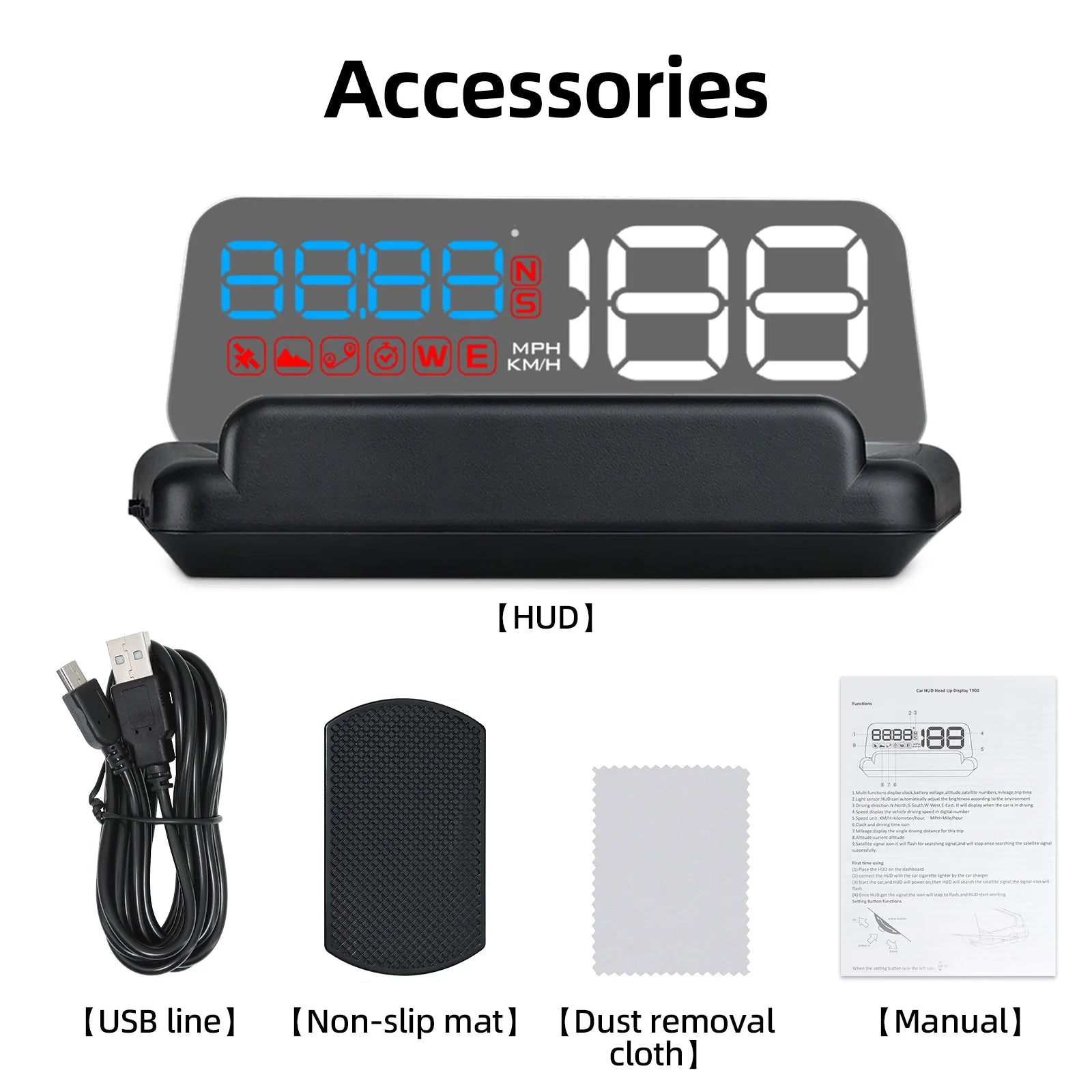 C500 OBD2 T900 GPS HUD Car Head-Up Display OBD Windshield Projector Speedometer Digital Auto Accessories Automotive Electronics