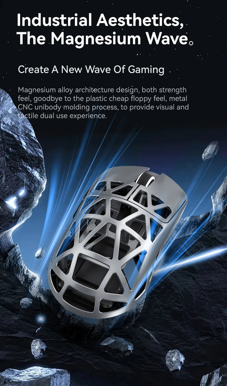 Attack Shark R2 Gaming Wireless Mouse PAW3950 8K Magnesium Alloy Lightweight Gaming Mouse Bluetooth Tri-Mode for Gaming/Office