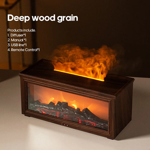 Simulated Fireplace Flames Aroma Diffuser Aromatherapy Essential Oils Ultrasonic Air Humidifier Sprayer Remote Controls