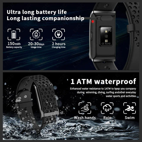 Smart Watch Men Women Fitness Smart Bracelet Sports Band Heart Rate Blood Pressure Monitor Waterproof Multifunction Watches