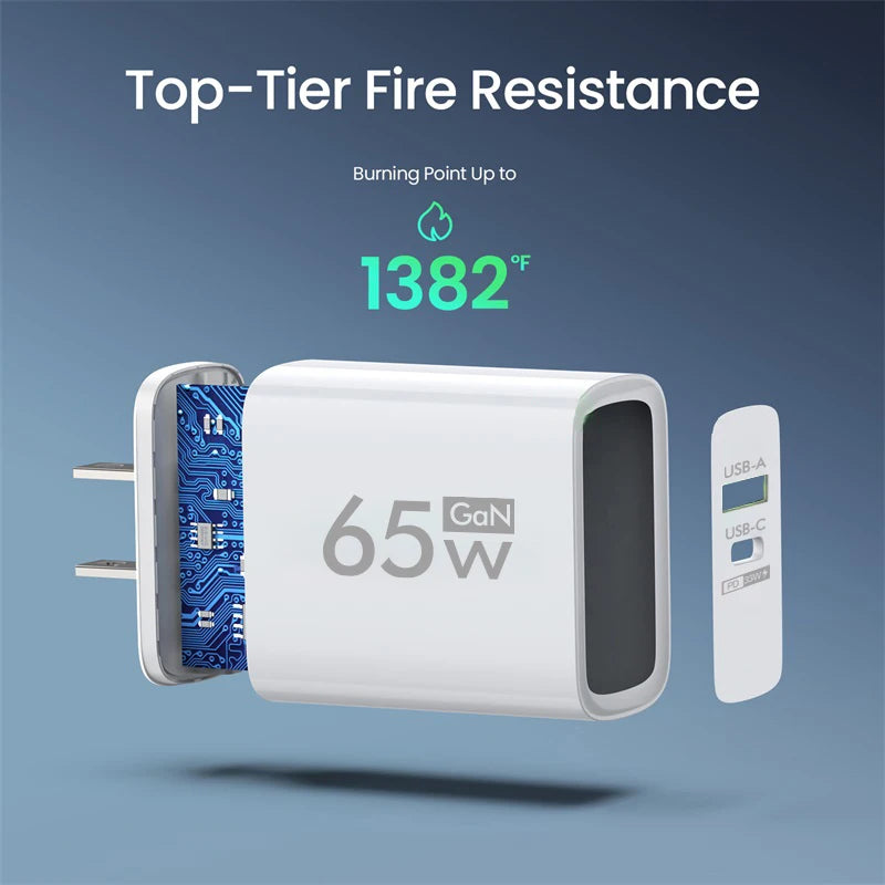 PD 65W Fast Charge Charger USB Type C GaN Phone Adapter For Oneplus iPhone 14 Pro Mix Xiaomi Huawei High Speed Charging Charger