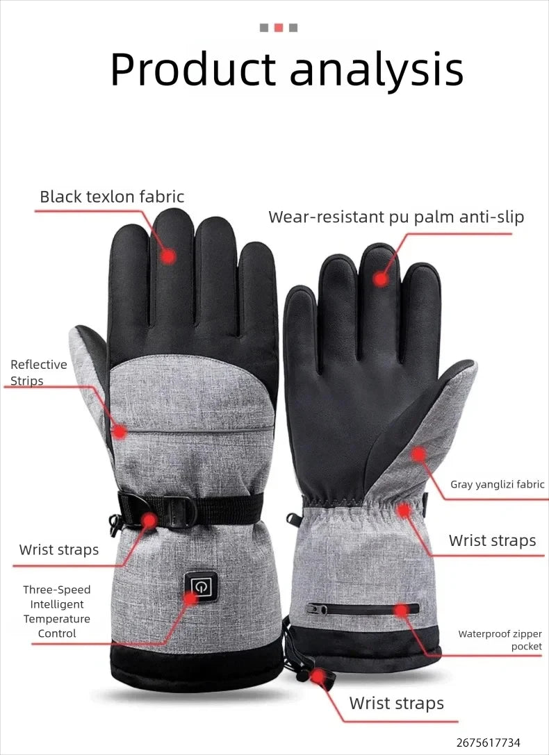 Skiing Heated Glove Rechargeable 5000Mah New Ski Electric Heated Gloves Winter Warm Moto Heated Gloves Warm Waterproof