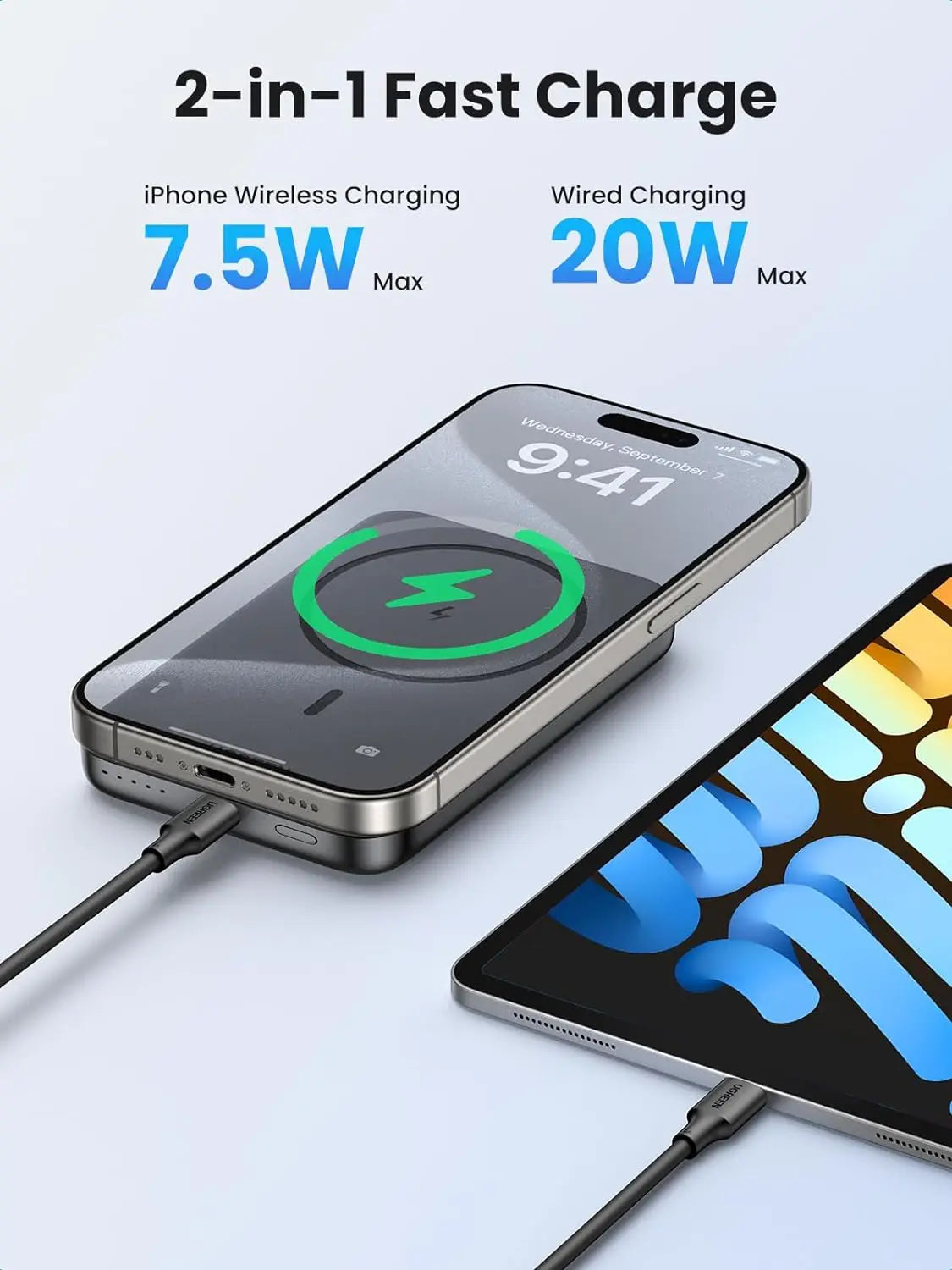 UGREEN PB561 Magnetic Power Bank,10,000mAh Wireless Portable Charger, PD 20W Fast Charging Battery Pack for iPhone