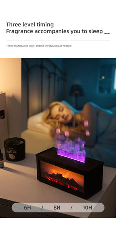 Simulated Fireplace Flames Aroma Diffuser Aromatherapy Essential Oils Ultrasonic Air Humidifier Sprayer Remote Controls
