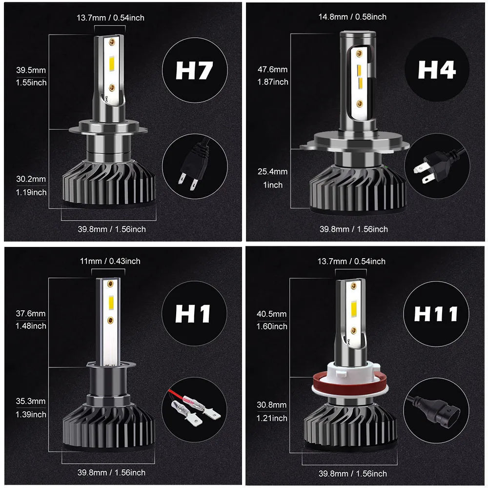 Infitary H4 H7 Fog Led Lights 20000LM CSP 1860 Chip H1 H11 HB3 HB4 9005 9006 6500K Auto Car Mini CANBUS Headlights Bulbs Kits