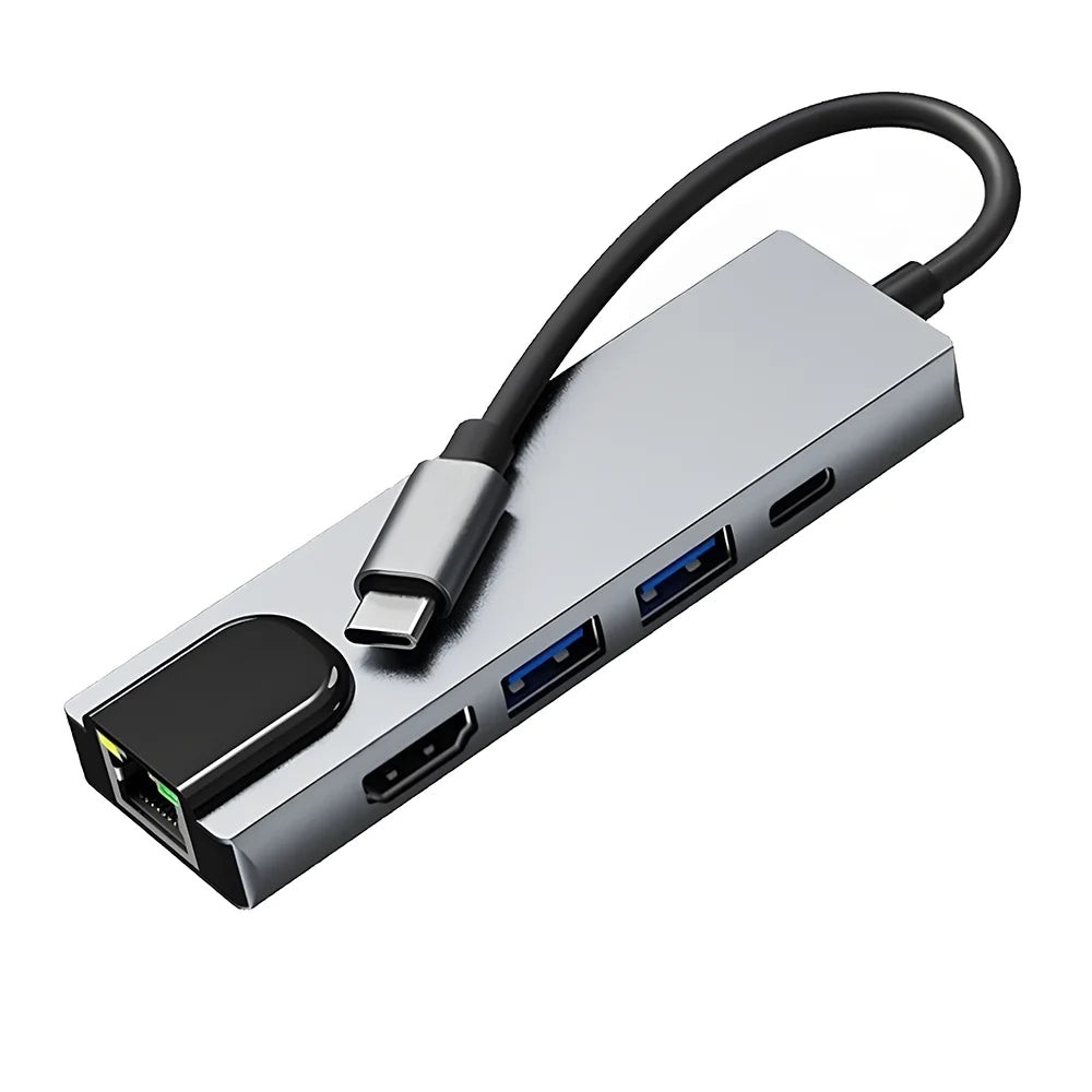 8 In 2 USB Hub USB C Docking Station Type-C Adapter To 4K60Hz HDMI USB 3.0 5Gbps RJ45 1000Mbps Splitter With SD/TF For Laptop
