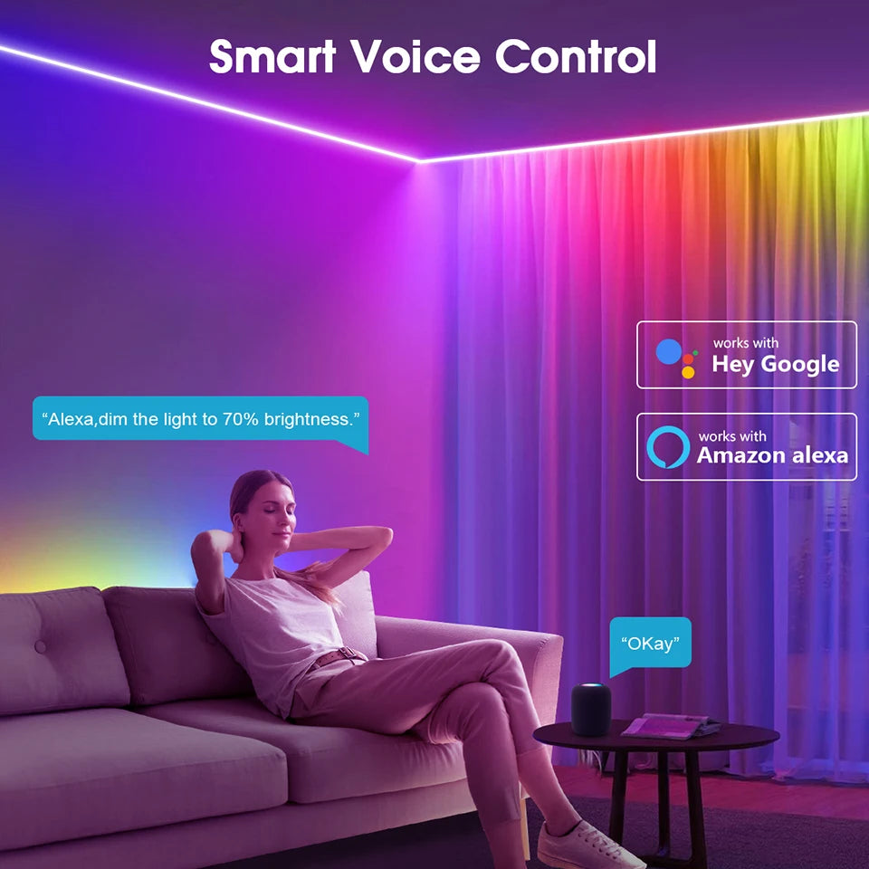 Tuya Smart WIFI RGBIC COB LED Strip Light Tape Addressable WS2811 IC Flexible RGB Neon LED Light 12V APPControl for Alexa Google