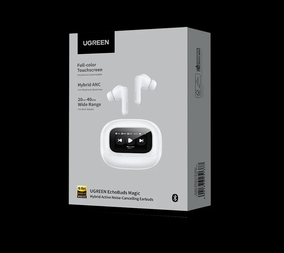 UGREEN LCD Full Color Smart Screen Wireless TWS Bluetooth Earphones Earbuds 52dB Active Noise Cancelling ANC In Ear Headphones
