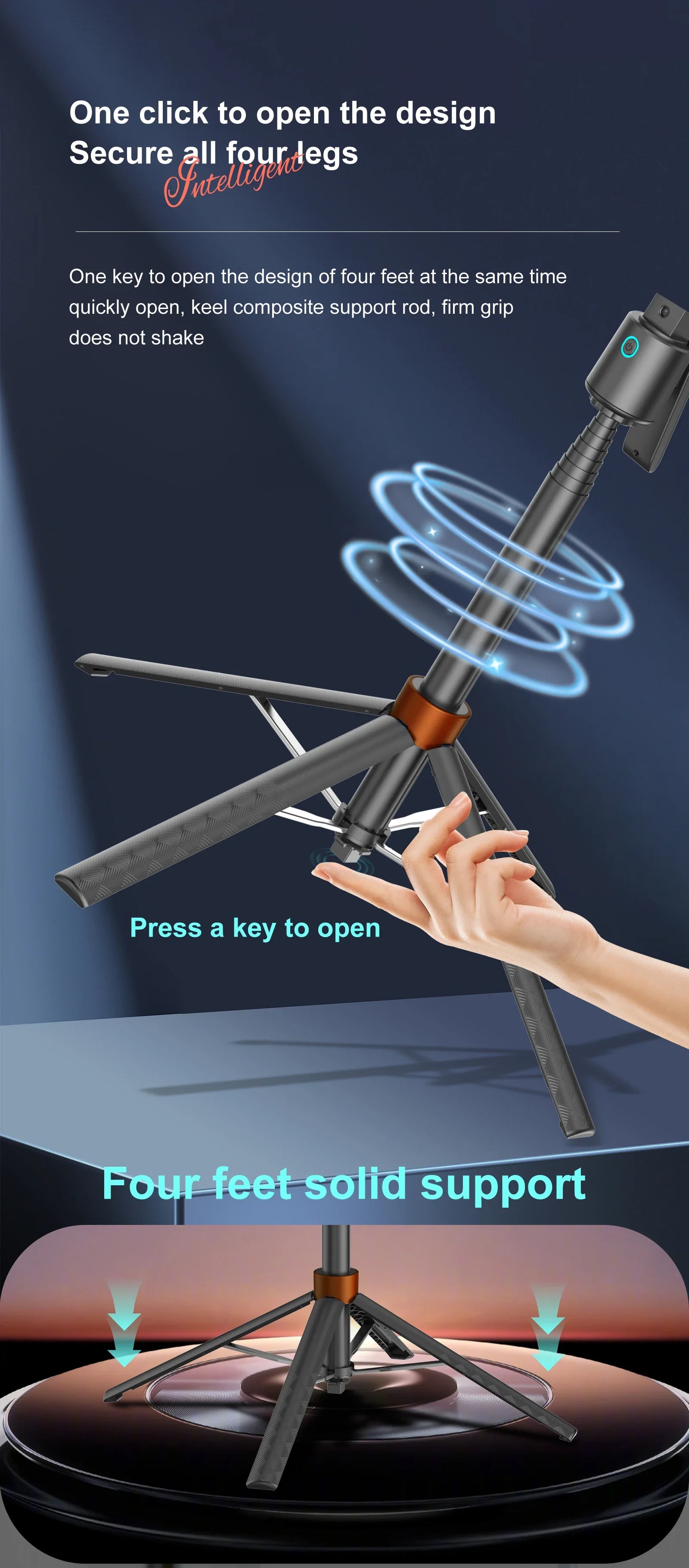 180cm70.9in Facial Tracking 360°Rotation Gimbals Stabilizer Selfie Stick Intelligent Phone Holder Tripod for Mobile Camera GoPro