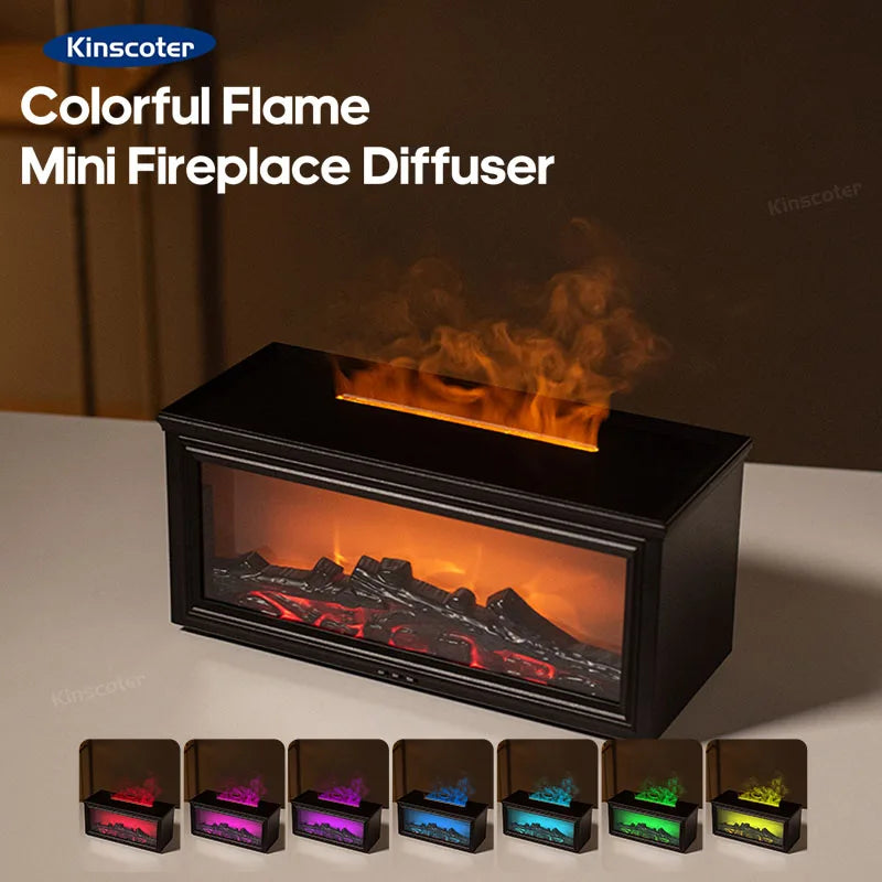 Simulated Fireplace Flames Aroma Diffuser Aromatherapy Essential Oils Ultrasonic Air Humidifier Sprayer Remote Controls