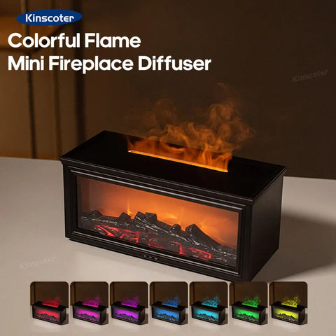 Simulated Fireplace Flames Aroma Diffuser Aromatherapy Essential Oils Ultrasonic Air Humidifier Sprayer Remote Controls