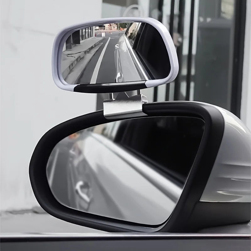 Universal Fit Front View Blind Spot Mirror with Convex Lens - 360° Adjustable
