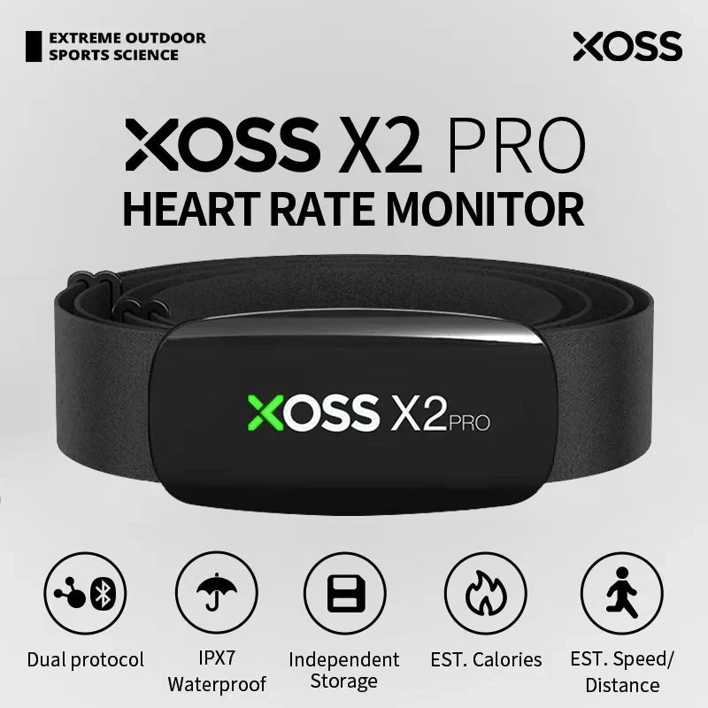 XOSS X2 Pro Heart Rate Monitor Sensor Rechargeable Battery Charger Stores Of Data For Swimming Sailboat Fitness Running Cycling