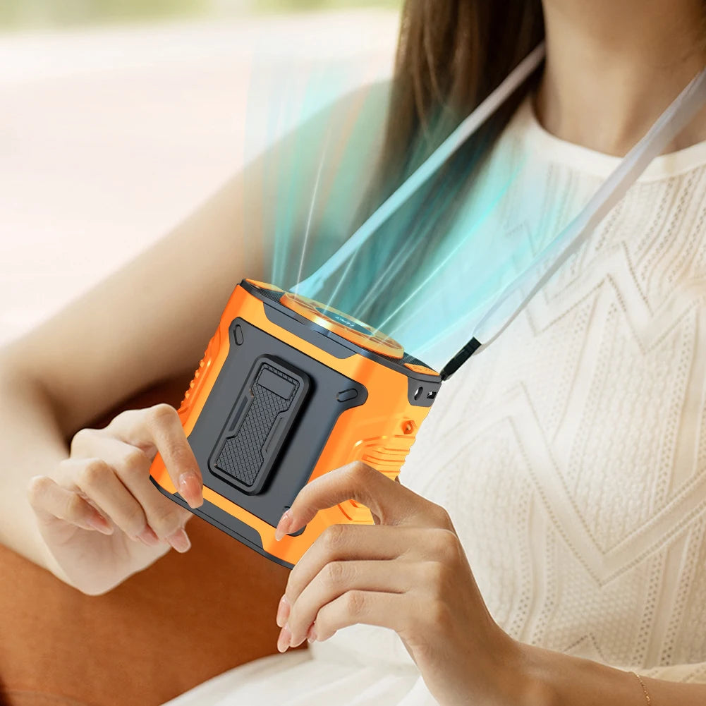 4000mAh Waist Clip Fan Rechargeable Personal Wearable Belt Clip Fan Portable Powerbank Flashlight Fan for Outdoor Camping Hiking