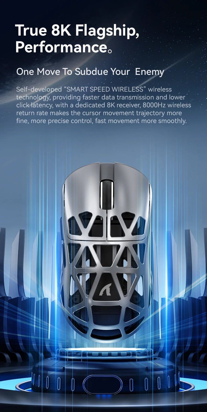 Attack Shark R2 Gaming Wireless Mouse PAW3950 8K Magnesium Alloy Lightweight Gaming Mouse Bluetooth Tri-Mode for Gaming/Office