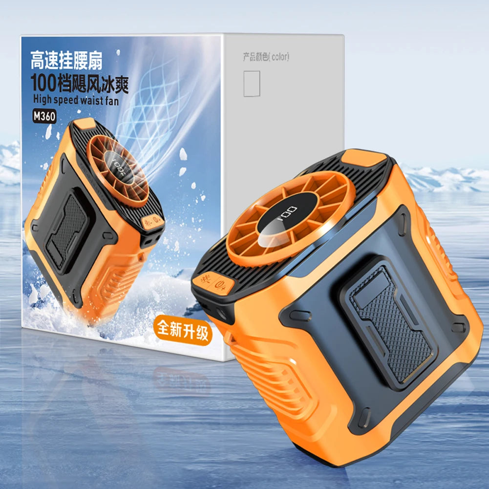 4000mAh Waist Clip Fan Rechargeable Personal Wearable Belt Clip Fan Portable Powerbank Flashlight Fan for Outdoor Camping Hiking