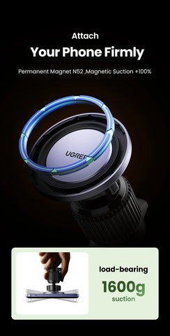 UGREEN Magnetic Car Phone Holder – Air Vent Mount for MagSafe iPhone & Samsung