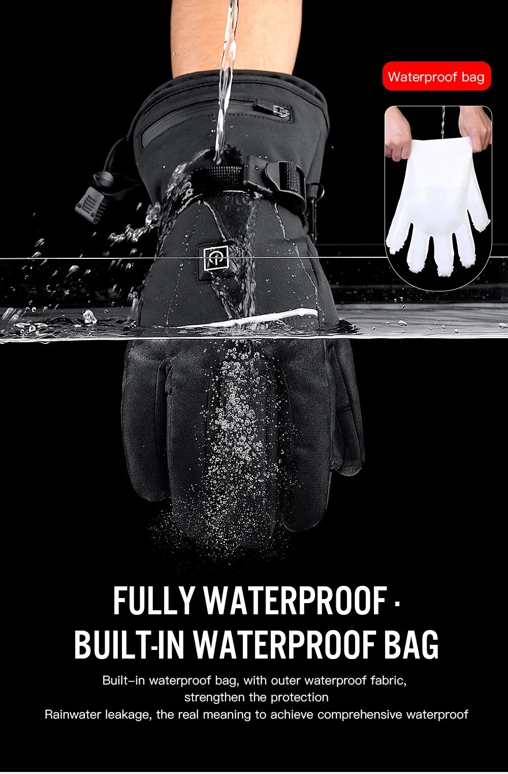 Skiing Heated Glove Rechargeable 5000Mah New Ski Electric Heated Gloves Winter Warm Moto Heated Gloves Warm Waterproof