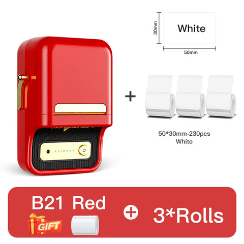 NiiMbot B21 Mini Thermal Printer Wireless Barcode Label Maker Bluetooth Portable Adhesive Label Printers for Office Commercial