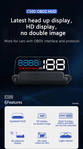 C500 OBD2 T900 GPS HUD Windshield Speedometer