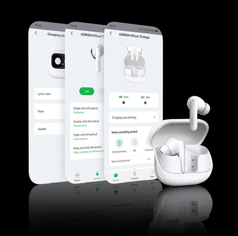 UGREEN LCD Full Color Smart Screen Wireless TWS Bluetooth Earphones Earbuds 52dB Active Noise Cancelling ANC In Ear Headphones