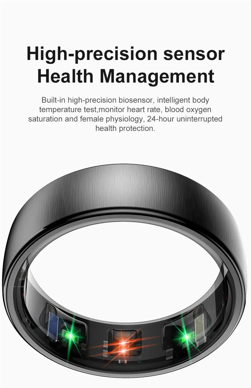 Uhoofit R10 Smart Ring with Charging Dock Men Women Health Sleep Heart Rate Monitoring IP68 & 5ATM Waterproof Multi-sport Mode