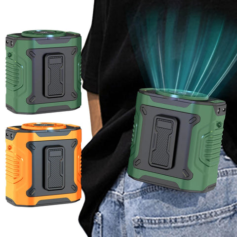 4000mAh Waist Clip Fan Rechargeable Personal Wearable Belt Clip Fan Portable Powerbank Flashlight Fan for Outdoor Camping Hiking