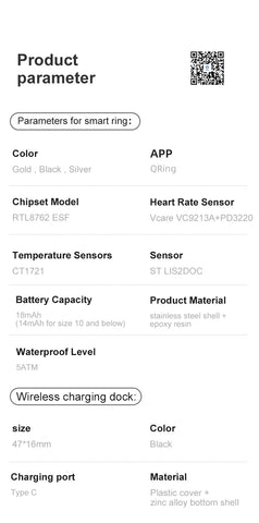 Uhoofit R10 Smart Ring with Charging Dock Men Women Health Sleep Heart Rate Monitoring IP68 & 5ATM Waterproof Multi-sport Mode