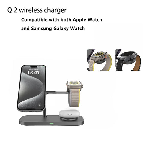 3 in 1 Wireless Charger Stand For iPhone 12/13/14/15/16/17 Fast Charging Station for Apple Watch 10 9 8 7 6 5 4 Airpods 2 3 Pro