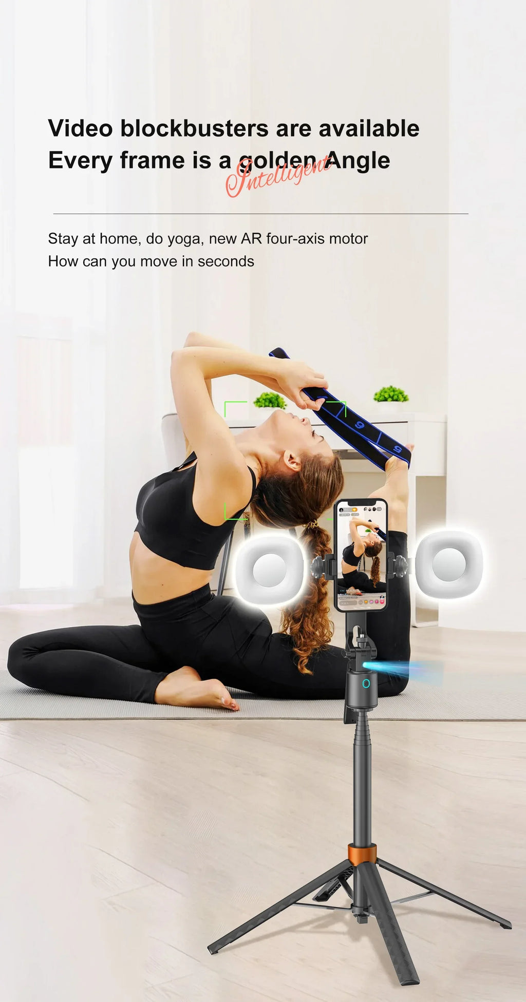 180cm70.9in Facial Tracking 360°Rotation Gimbals Stabilizer Selfie Stick Intelligent Phone Holder Tripod for Mobile Camera GoPro