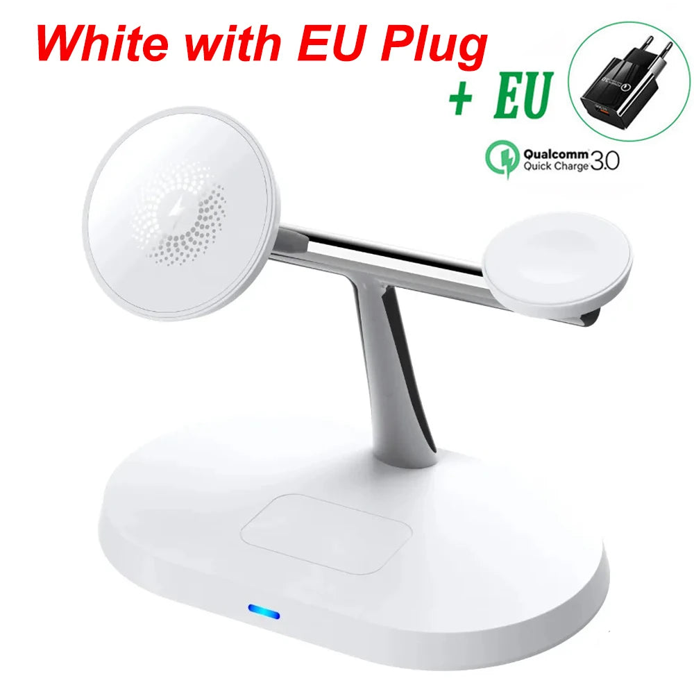 100W 3 in 1 Magnetic Wireless Charger Stand For Magsafe iPhone 16-12 Apple Watch 8 7 Airpods Pro Samsung Fast Charging Station