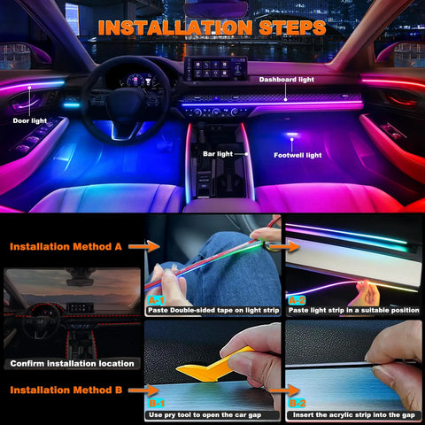 Universal Symphony Car RGB LED Ambient Lights USB