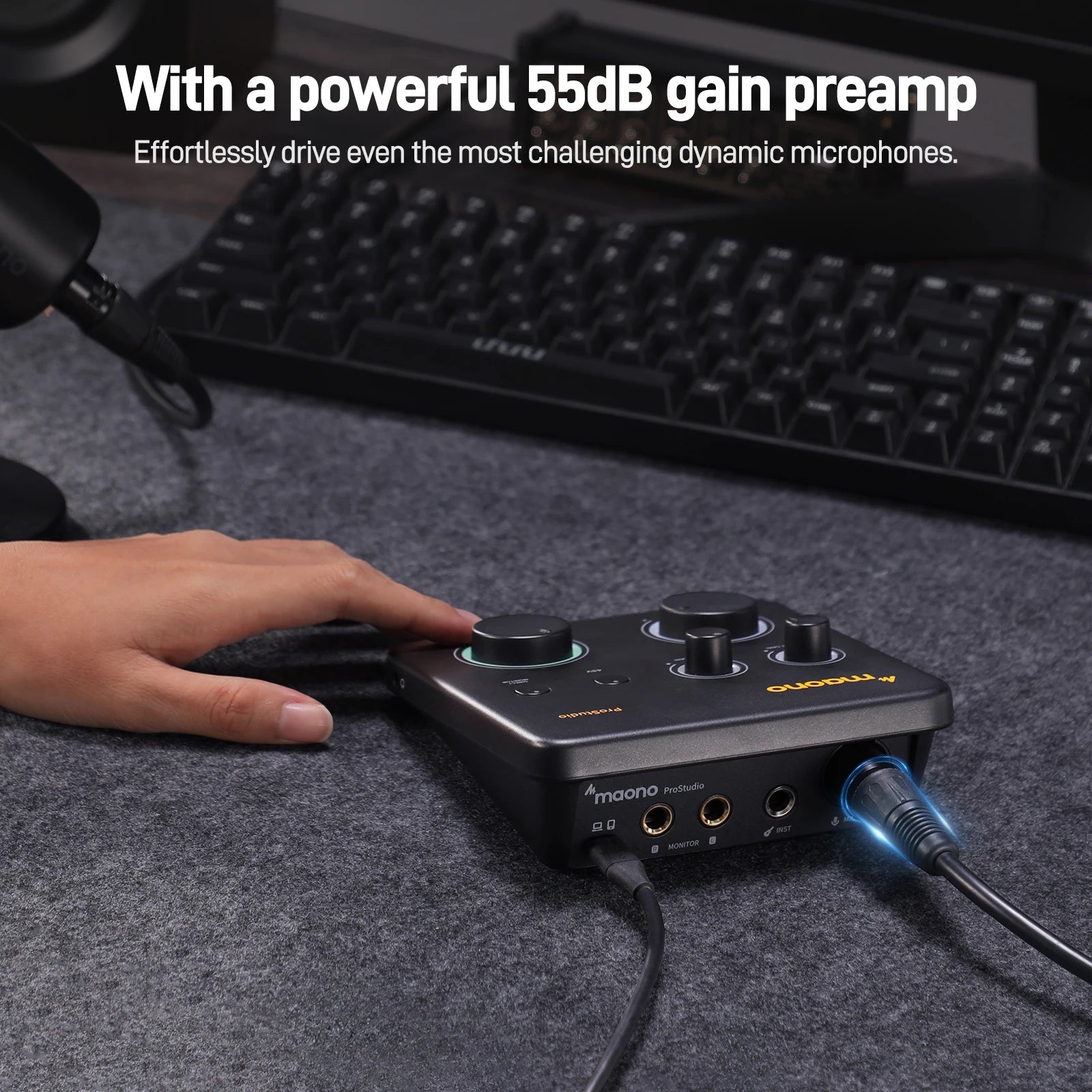 MAONO USB Audio Interface for PC,XLR Input 24-bit/192kHz Routing Software LOOPBACK ASIO for Recording Music,Guitar,DAW PS22 Lite