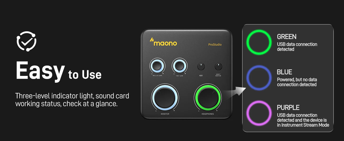 MAONO USB Audio Interface for PC,XLR Input 24-bit/192kHz Routing Software LOOPBACK ASIO for Recording Music,Guitar,DAW PS22 Lite