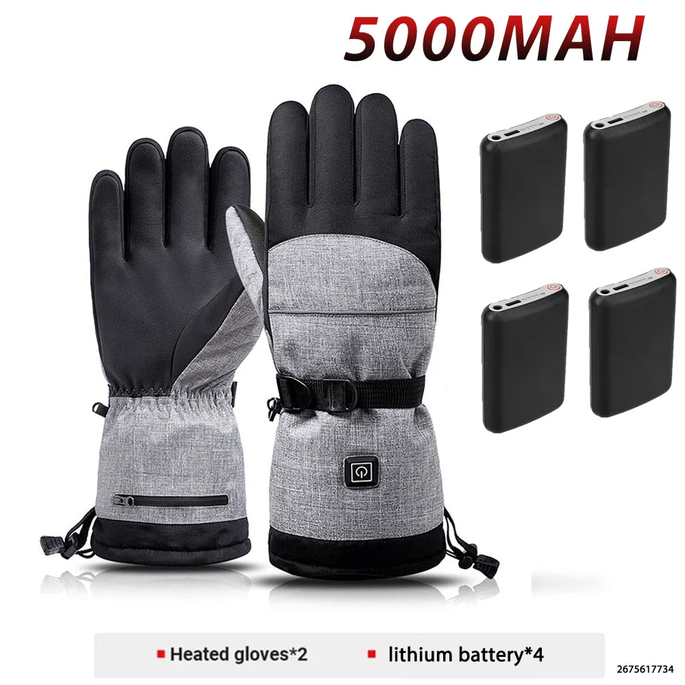 Skiing Heated Glove Rechargeable 5000Mah New Ski Electric Heated Gloves Winter Warm Moto Heated Gloves Warm Waterproof