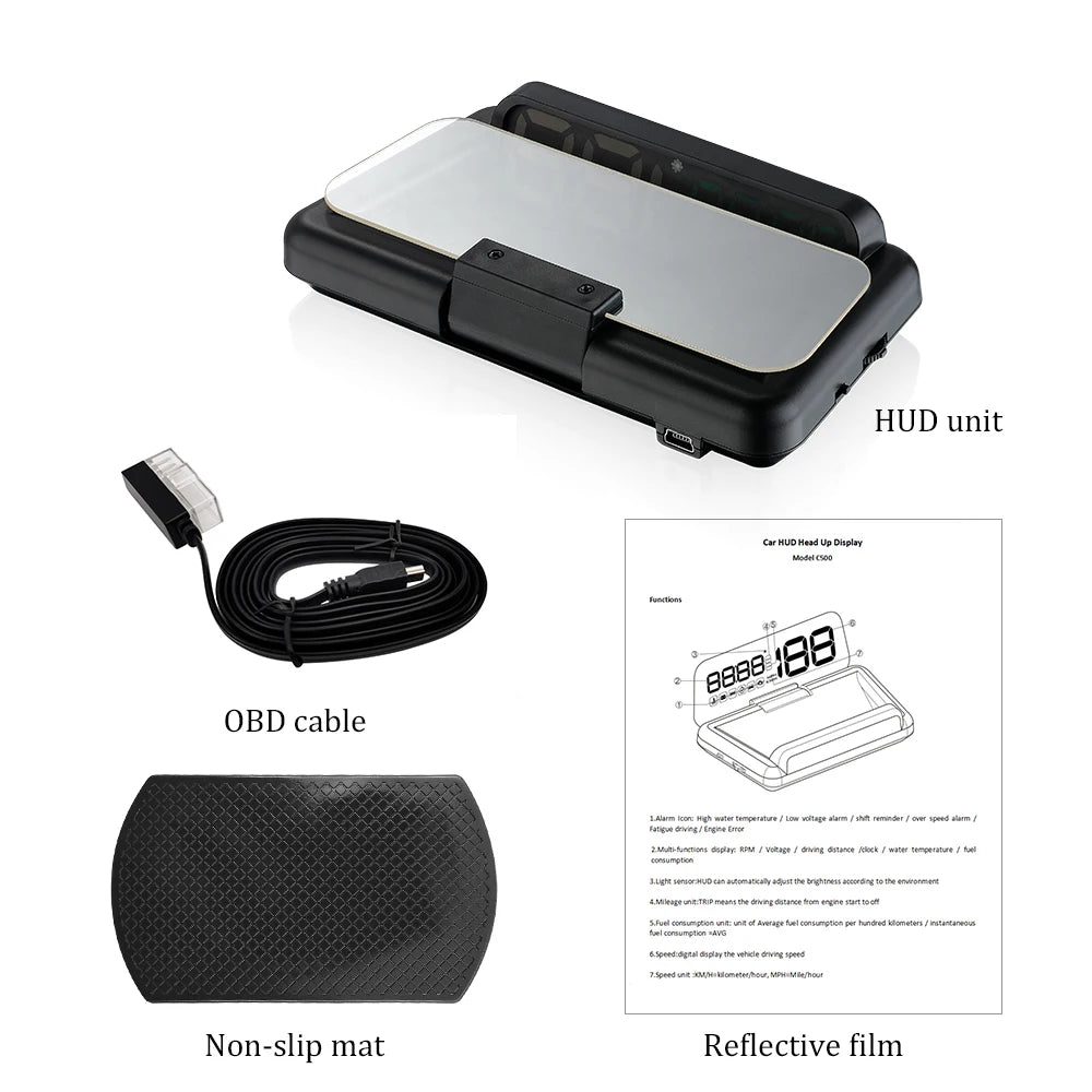 C500 OBD2 T900 GPS HUD Windshield Speedometer