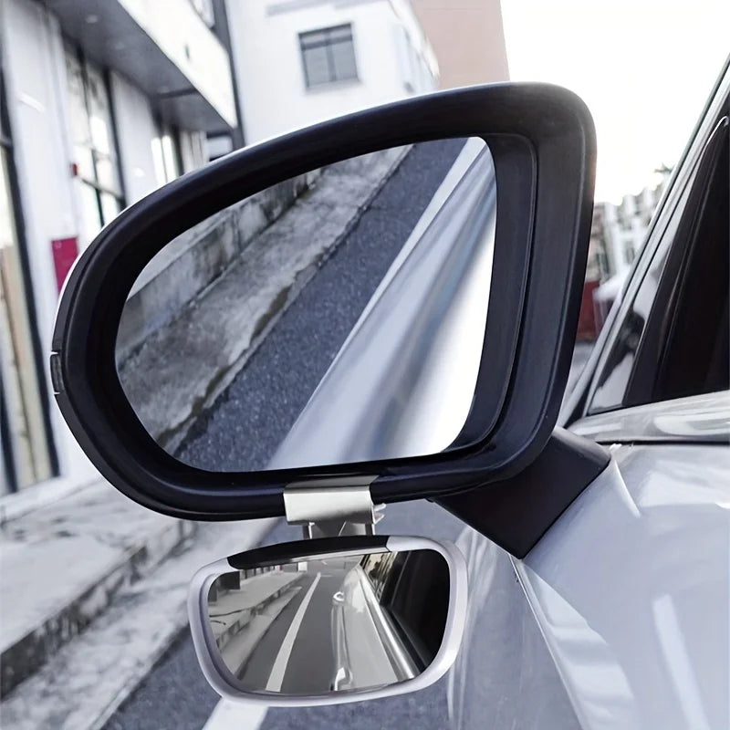 Universal Fit Front View Blind Spot Mirror with Convex Lens - 360° Adjustable