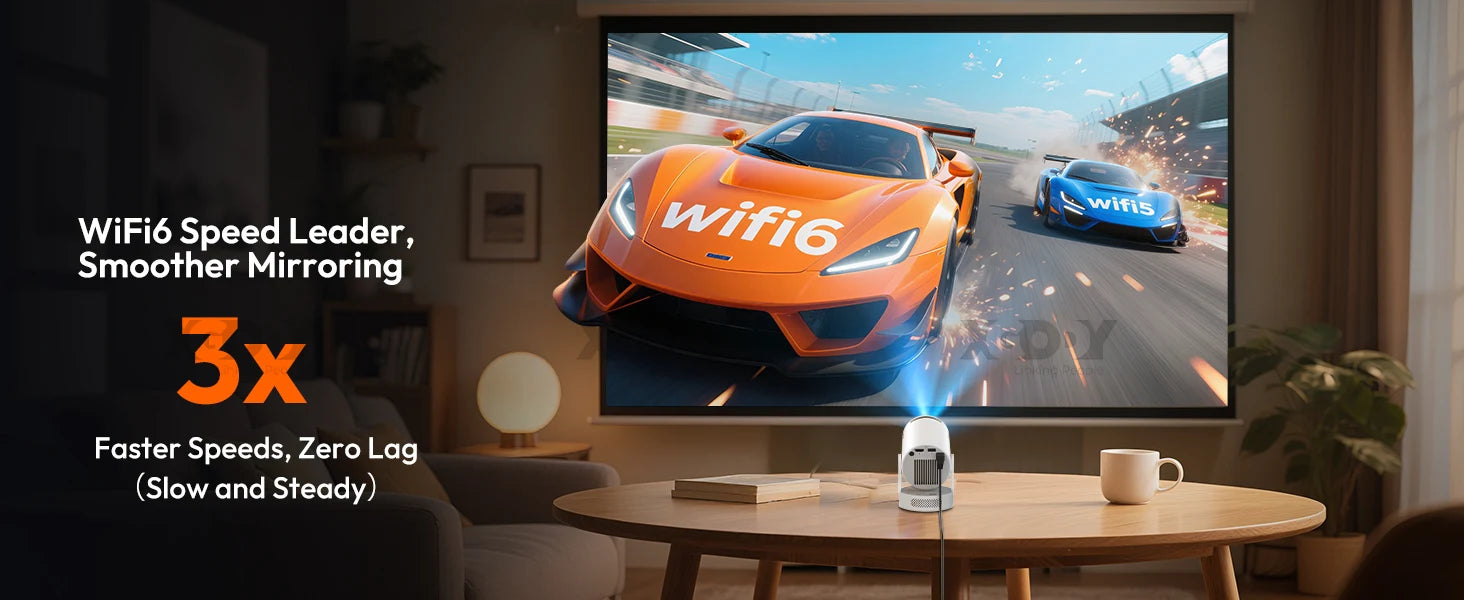 XGODY 4K 1080p LED Projector with 12000 Lumen Brightness, WiFi 6 Bluetooth 5.0 Portable Home Theater System for entertainment