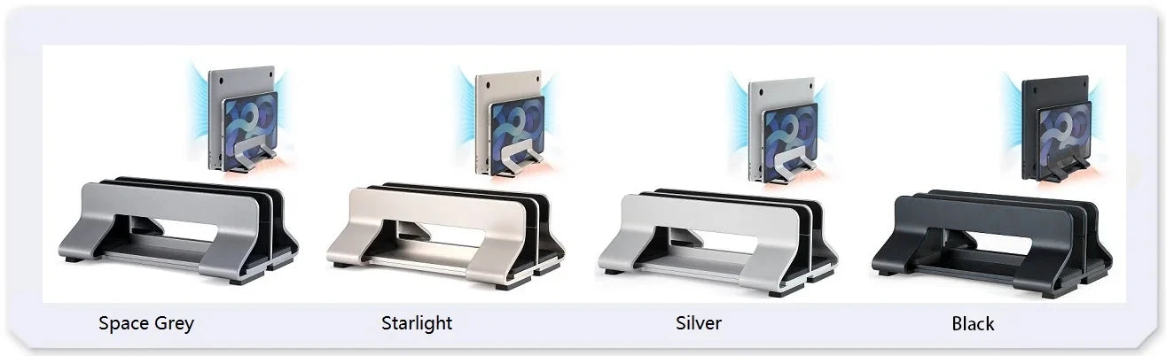 Vertical Laptop Stand Tool-Free Adjustable Aluminum Laptop Stand Holder Vertical Width From 0.35"-1.6" Support Almost All Laptop