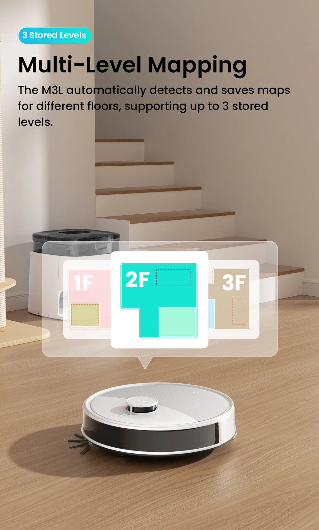 LEFANT M3L Robot Vacuum Cleaner, All-in-one Base Station,12000 Pa Suction 220 min Battery, DToF Navigation, Double Rotary Cloth