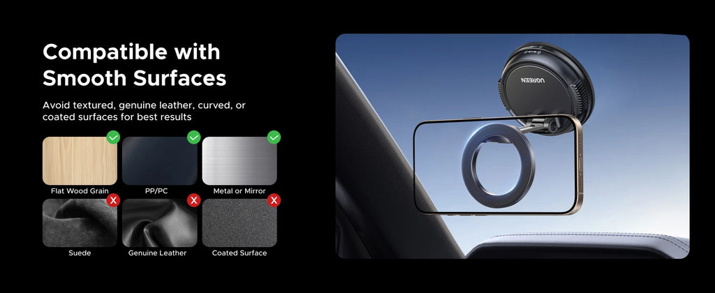 UGREEN Magnetic Car Phone Holder  360°Rotatable Dashboard Suction Cup Car Mount For Magsafe iPhone 16 15 14 ProMax Xiaomi Samsun