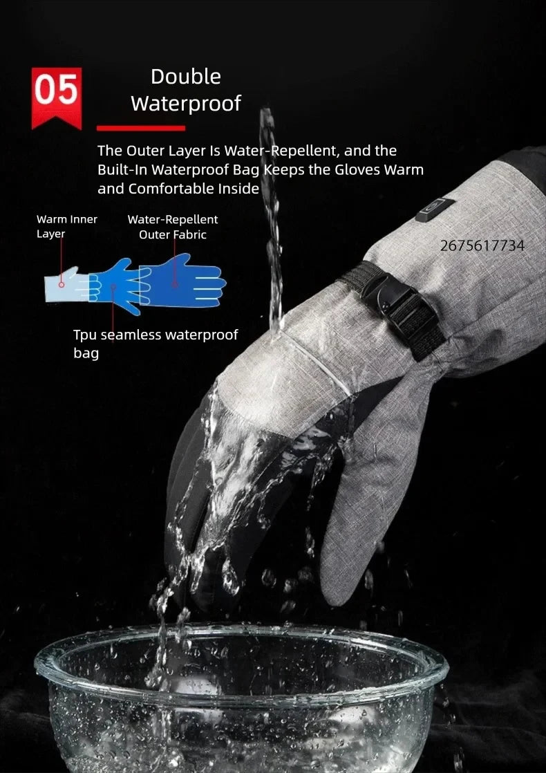 Skiing Heated Glove Rechargeable 5000Mah New Ski Electric Heated Gloves Winter Warm Moto Heated Gloves Warm Waterproof