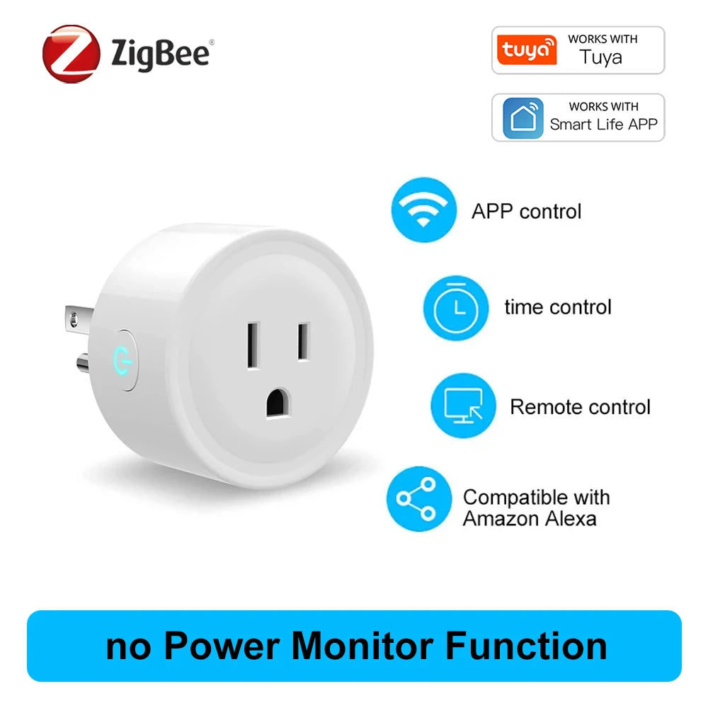 Tuya 16A Smart Plug Zigbee WiFi Socket US Canada Mexico Peru Japan Power Monitoring Timing Function Works With Alexa Google Home