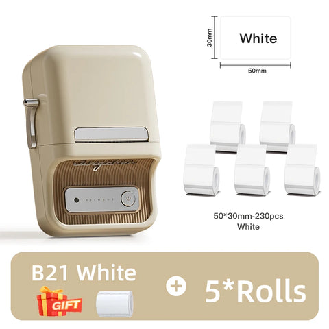 NiiMbot B21 Mini Thermal Printer Wireless Barcode Label Maker Bluetooth Portable Adhesive Label Printers for Office Commercial