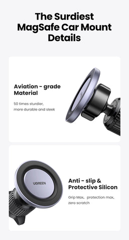 UGREEN Magnetic Car Phone Holder – Air Vent Mount for MagSafe iPhone & Samsung