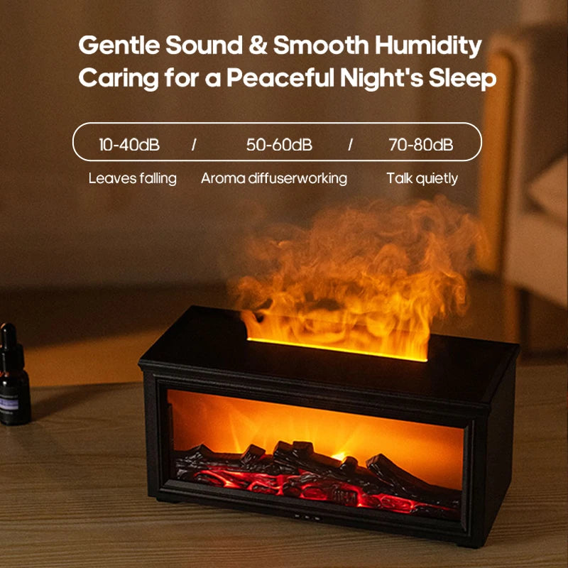 Simulated Fireplace Flames Aroma Diffuser Aromatherapy Essential Oils Ultrasonic Air Humidifier Sprayer Remote Controls