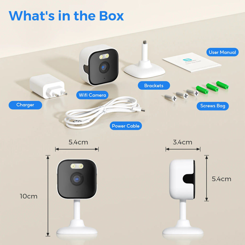 5MP HD Wifi Security Camera Mini Indoor Home Surveillance Camera Night Vision Two Ways Audio Human Detection O-KAM APP 5G IP CAM