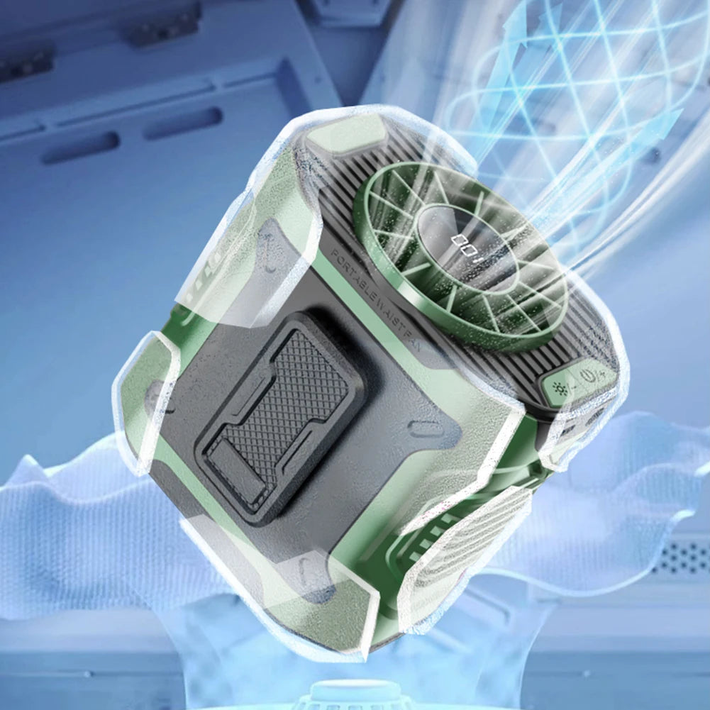 4000mAh Waist Clip Fan Rechargeable Personal Wearable Belt Clip Fan Portable Powerbank Flashlight Fan for Outdoor Camping Hiking