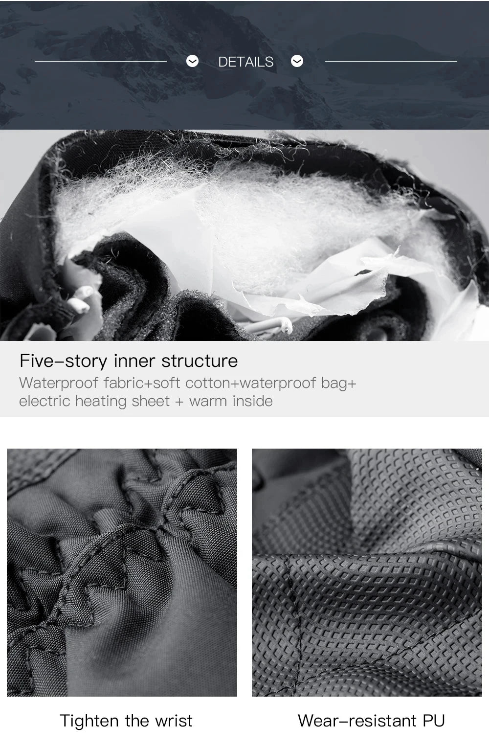 Skiing Heated Glove Rechargeable 5000Mah New Ski Electric Heated Gloves Winter Warm Moto Heated Gloves Warm Waterproof